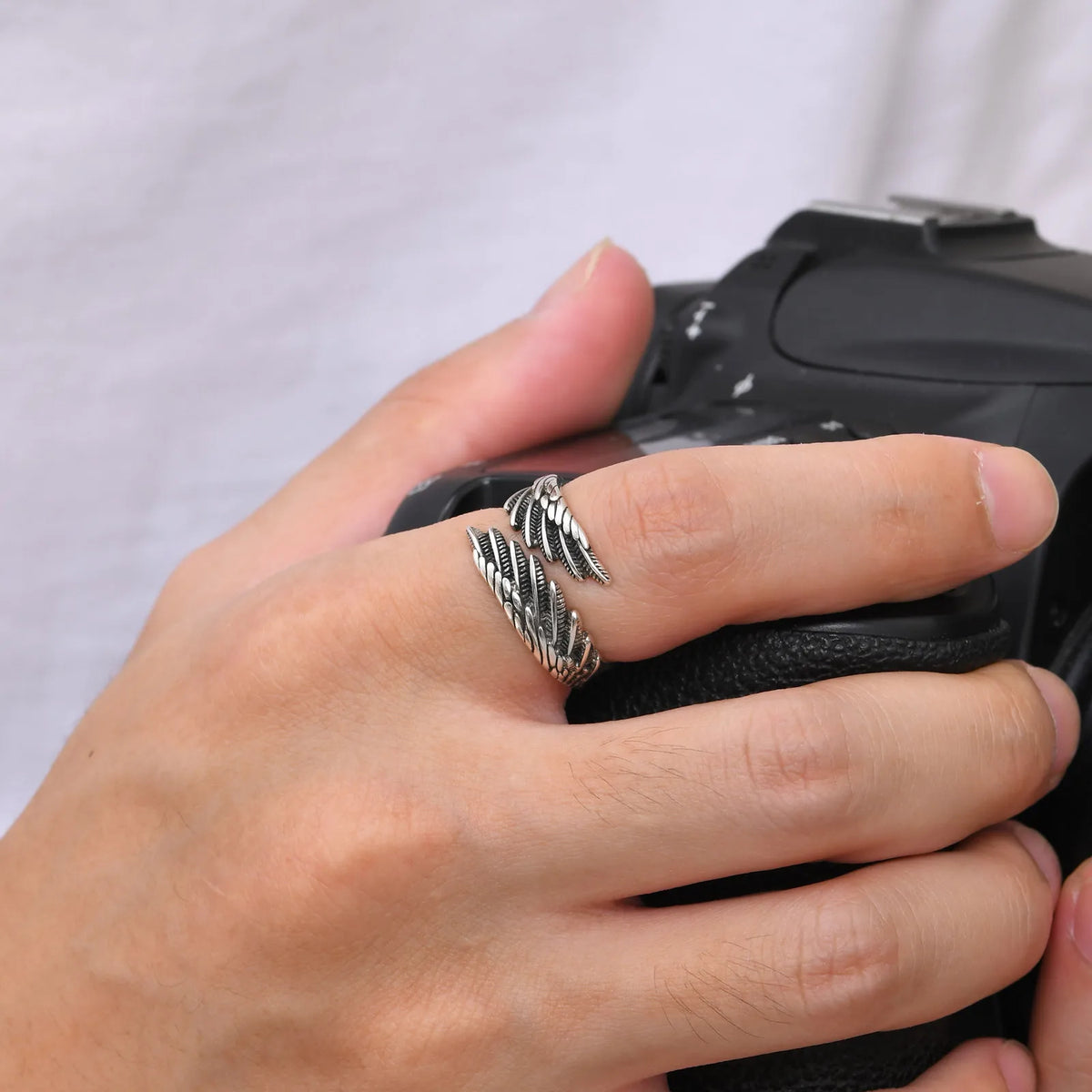 Angel's Wing Feather Ring for Men Boys, Metal