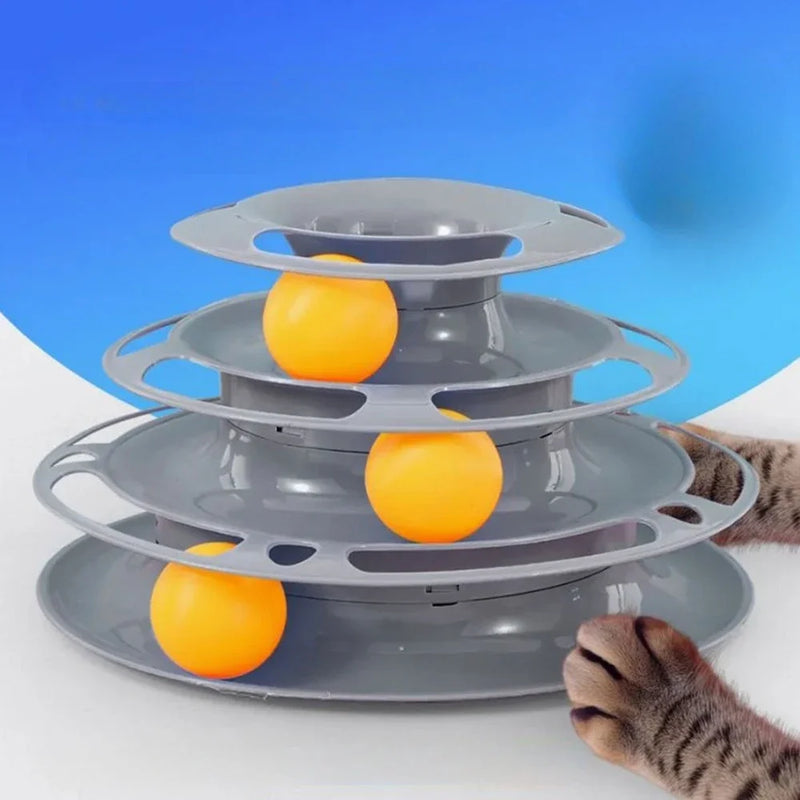 Interactive Tower Cat Toy Turntable Roller Balls