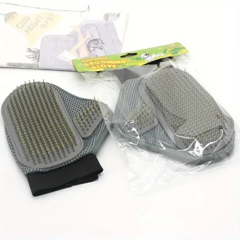 Gentle Deshedding Pet Grooming Glove with Massage Tips