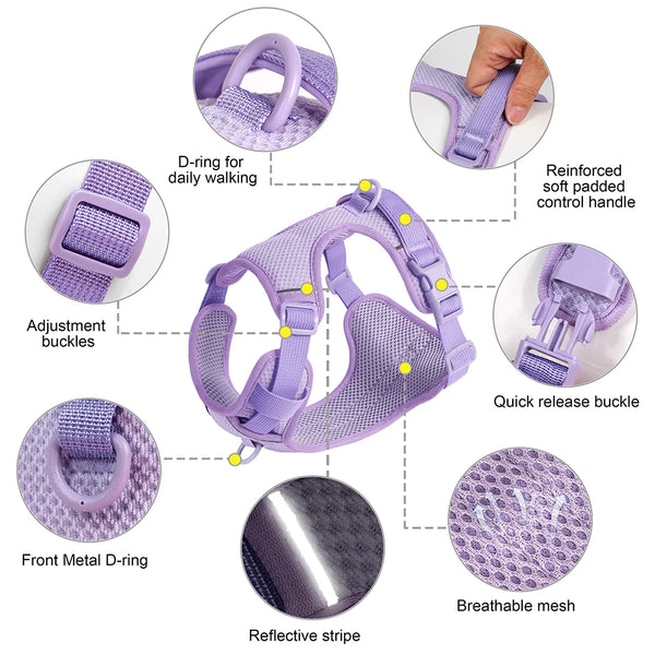 Adjustable Nylon Dog Harnesses With Control Handle