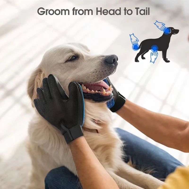 Pet Deshedding Brush Silicone Grooming Gloves