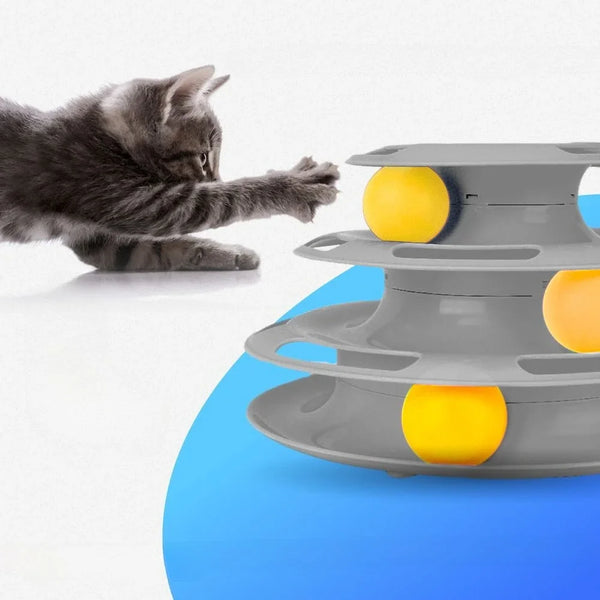 Interactive Tower Cat Toy Turntable Roller Balls