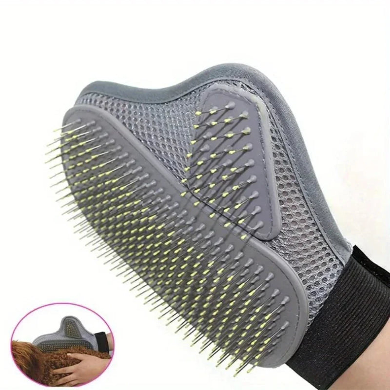 Gentle Deshedding Pet Grooming Glove with Massage Tips