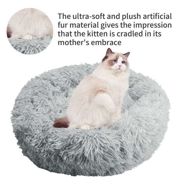 Round Pet Bed Calming pets Anti-Anxiety Donut Cuddler