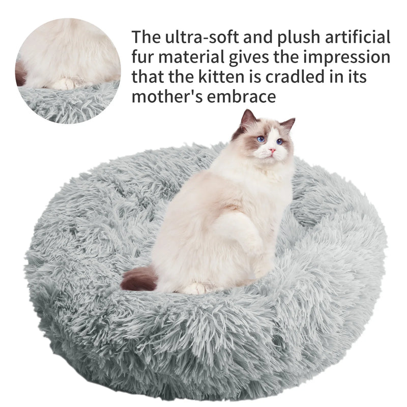 Round Pet Bed Calming pets Anti-Anxiety Donut Cuddler