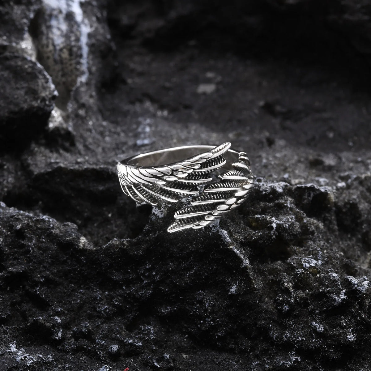 Angel's Wing Feather Ring for Men Boys, Metal