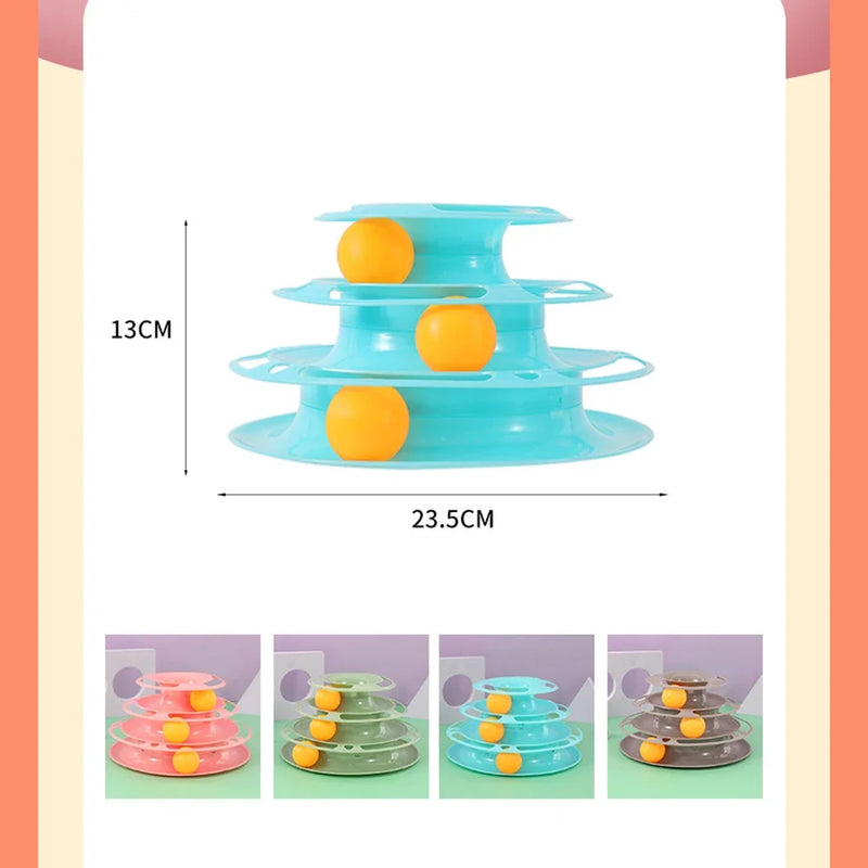 Interactive Tower Cat Toy Turntable Roller Balls