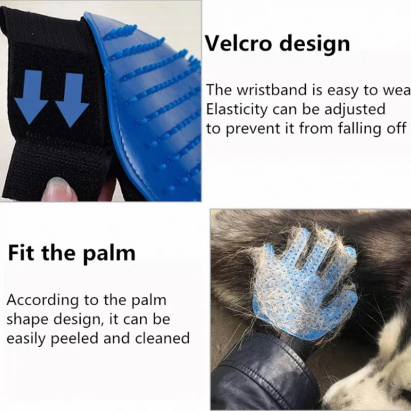 Pet Deshedding Brush Silicone Grooming Gloves