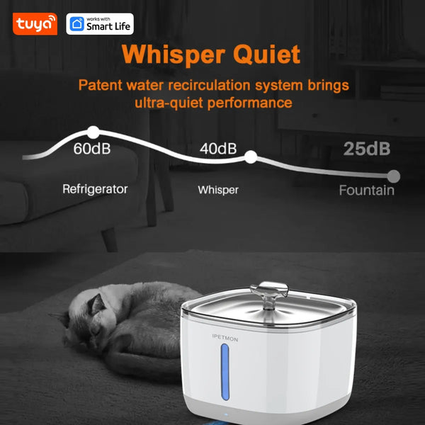 Smart App Pet Water Fountain,Automatic Water Dispenser with Bowl