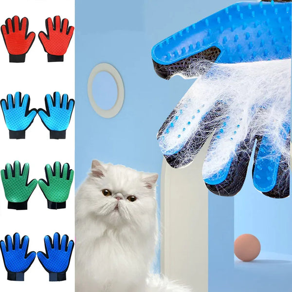 Pet Grooming Deshedding Glove Efficient Mitt Tool with Rubber Bristle Brush for pets