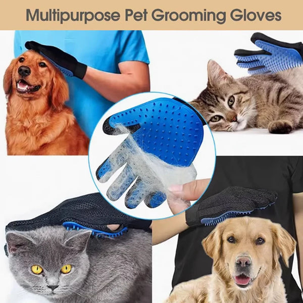 Pet Deshedding Brush Silicone Grooming Gloves