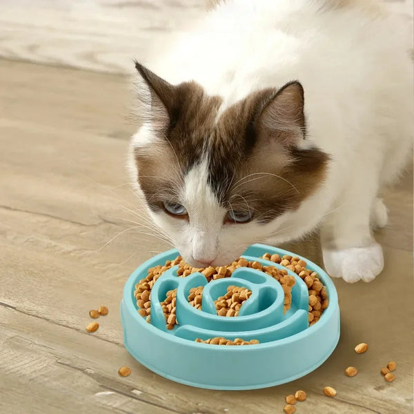 Spiral Cat Slow Feeder Bowl Eco Friendly Anti Gulping Non Slip
