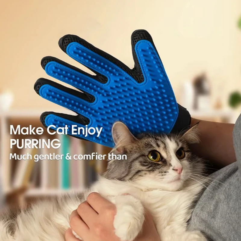 Pet Deshedding Brush Silicone Grooming Gloves