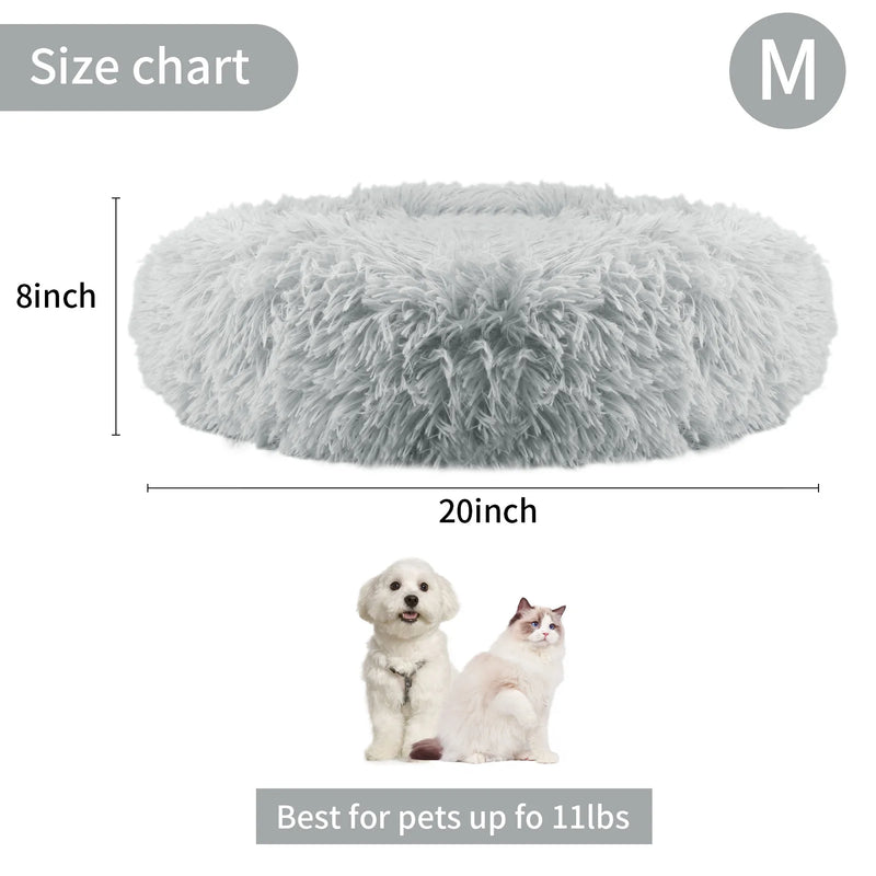 Round Pet Bed Calming pets Anti-Anxiety Donut Cuddler