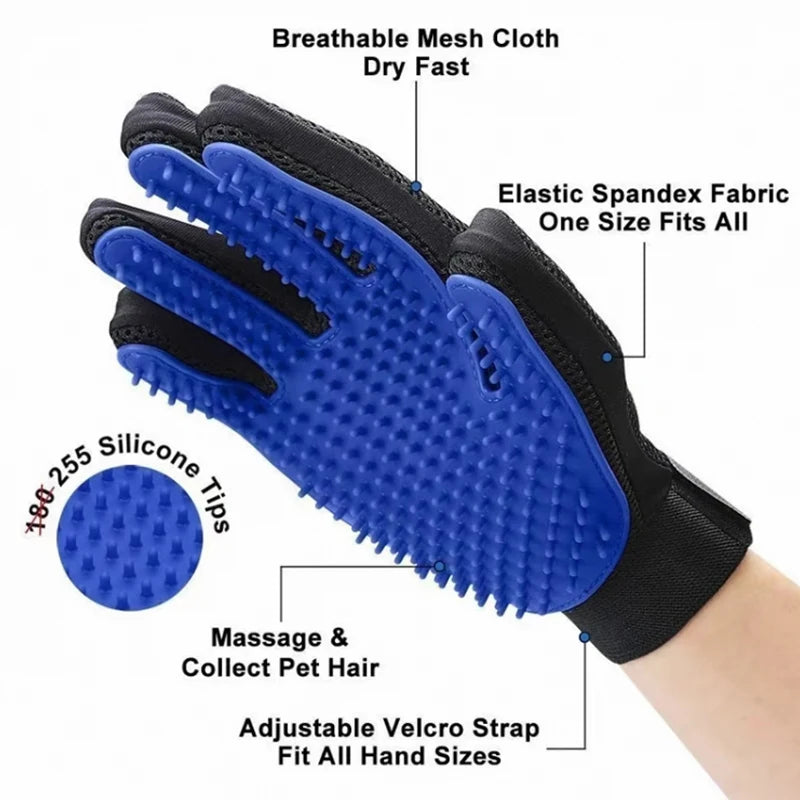 Pet Deshedding Brush Silicone Grooming Gloves